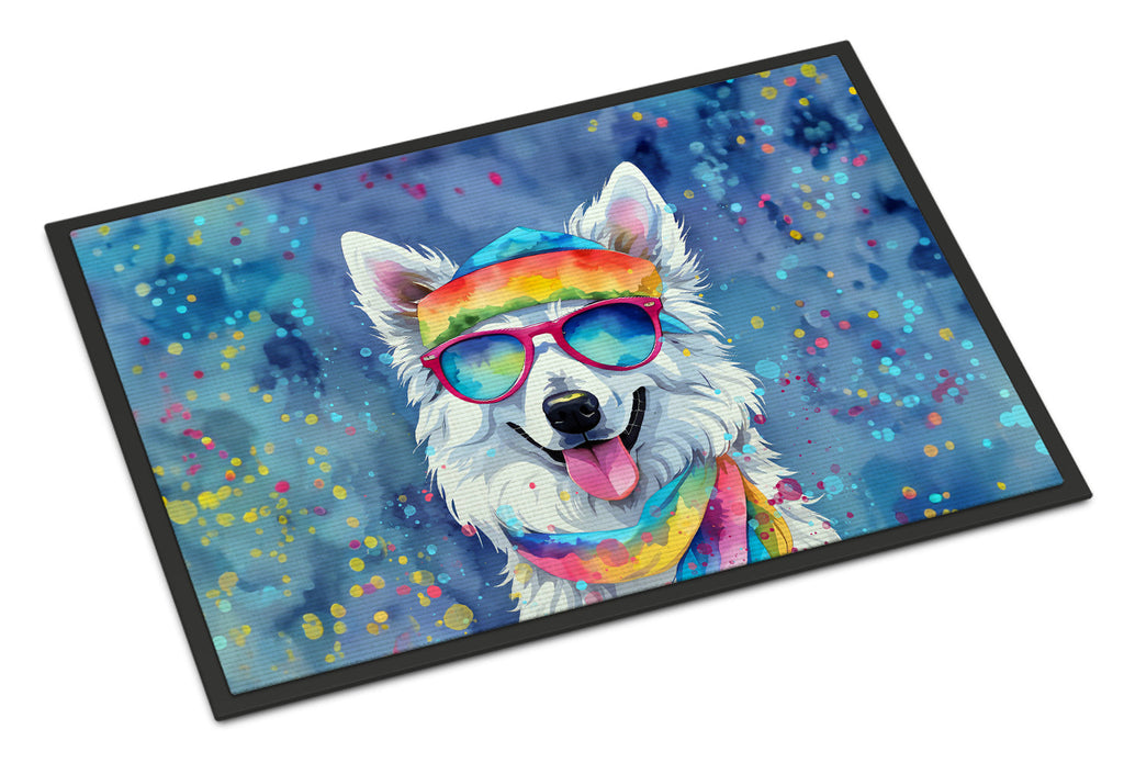 American Eskimo Hippie Dawg Doormat Indoor Outdoor 24H X 36W Front Door Mat Rugs for Entryway, Non Slip Washable Low Pile,