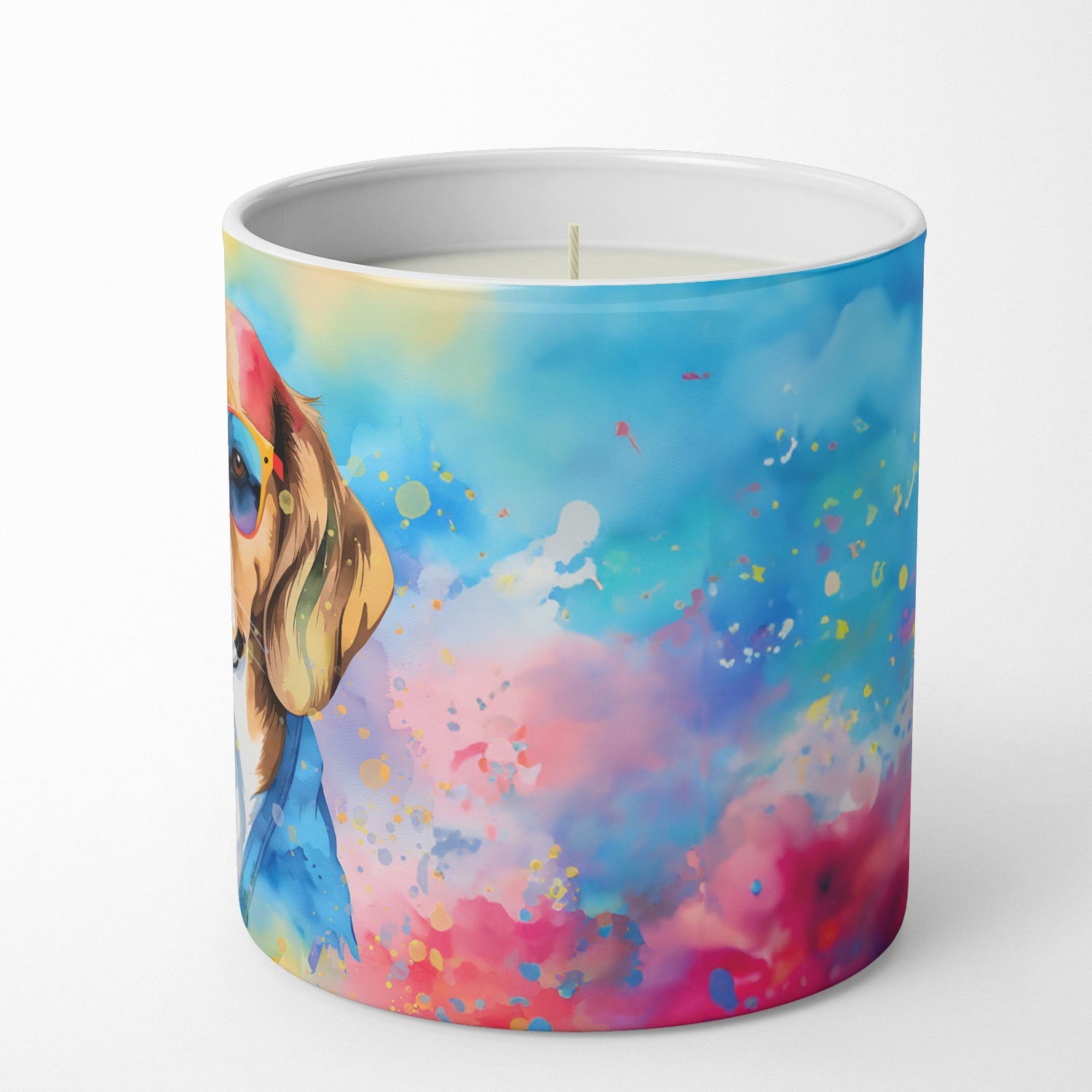 Beagle Hippie Dawg Decorative Soy Candle Nature Soy Wax Essential Oil Home Decor Ideal for Bedroom Kitchen Bath Office Gift, 10 oz