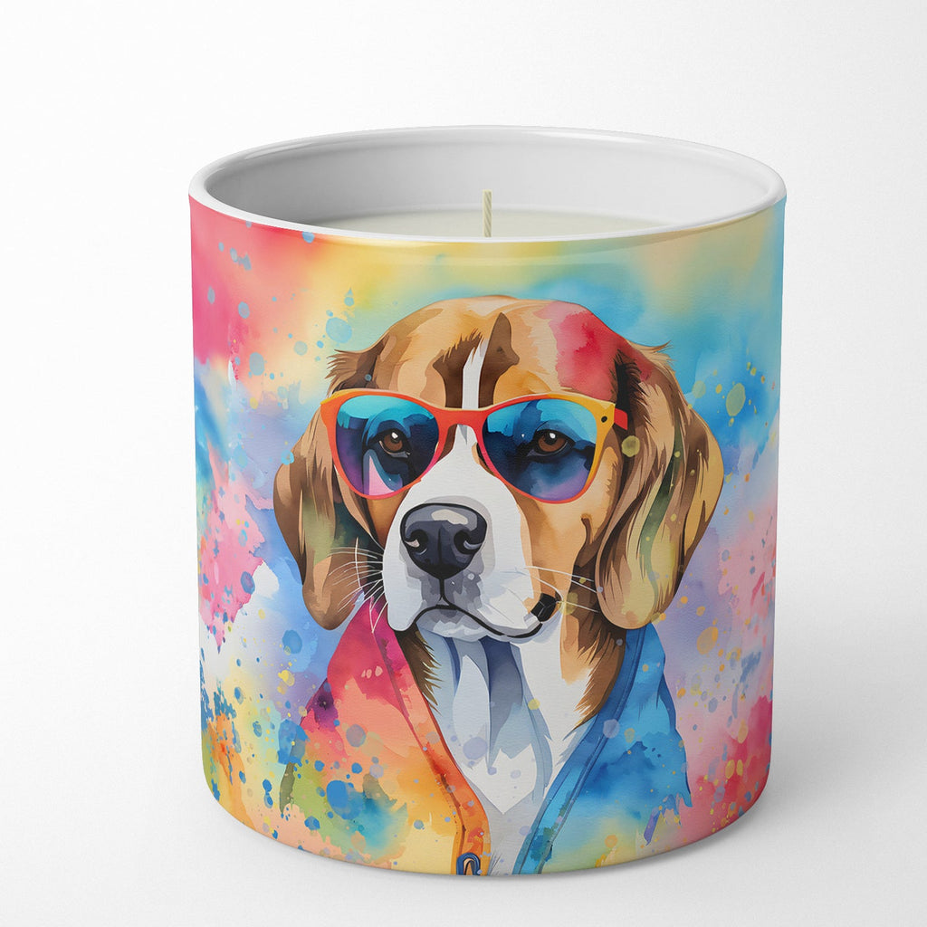 Beagle Hippie Dawg Decorative Soy Candle Nature Soy Wax Essential Oil Home Decor Ideal for Bedroom Kitchen Bath Office Gift, 10 oz