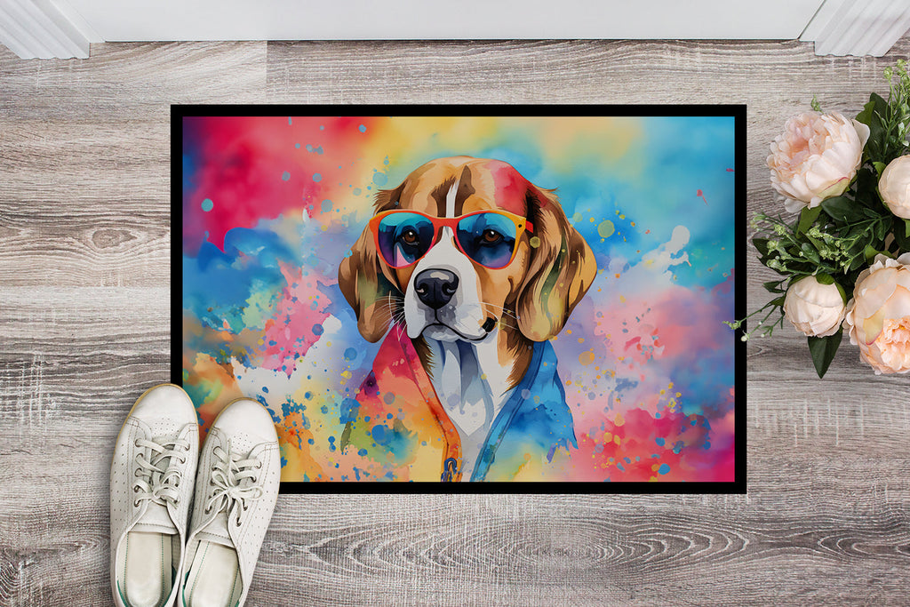 Beagle Hippie Dawg Doormat Indoor Outdoor 24H X 36W Front Door Mat Rugs for Entryway, Non Slip Washable Low Pile,