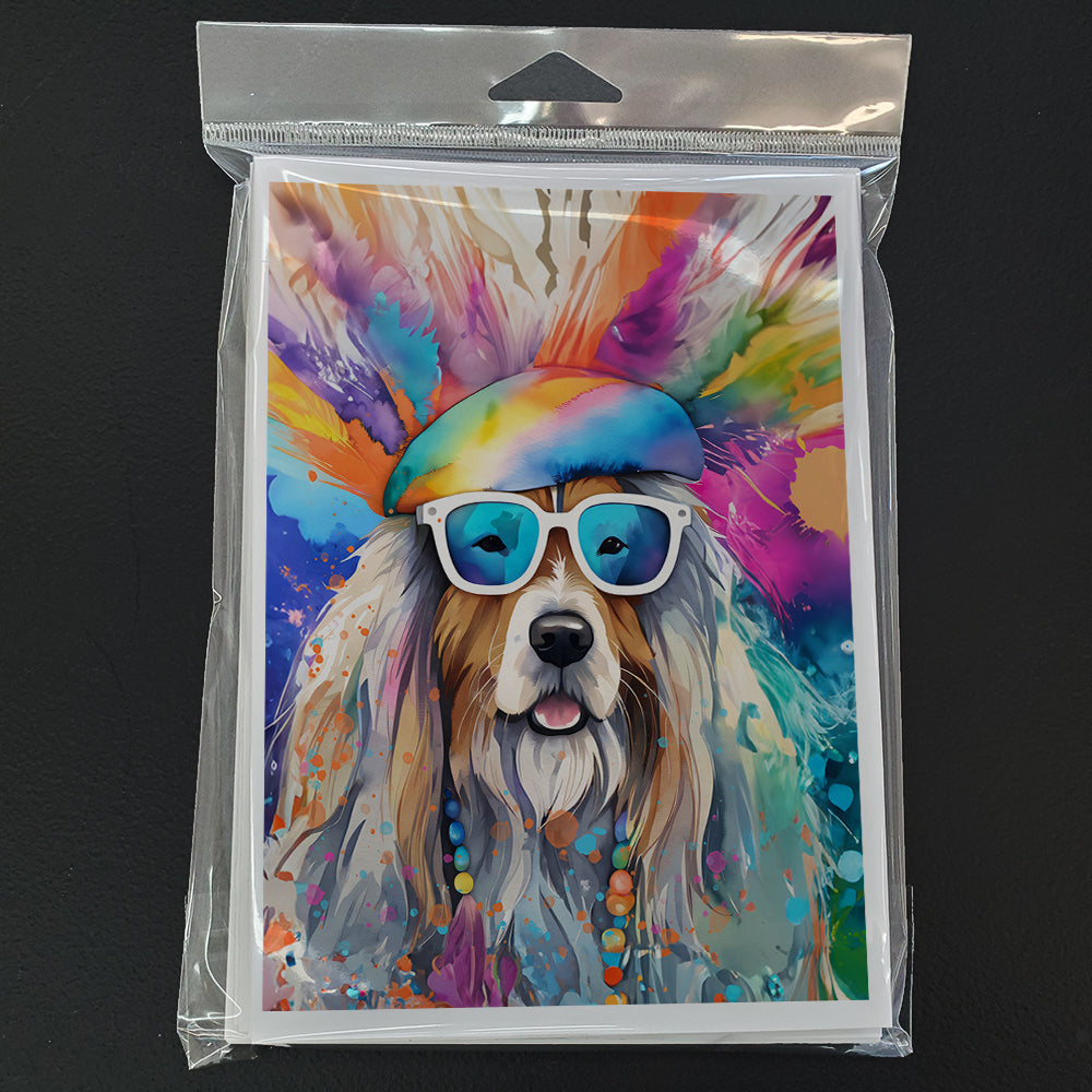 Bearded Collie Hippie Dawg Greeting Cards Pack of 8 Blank Cards with Envelopes Whimsical A7 Size 5x7