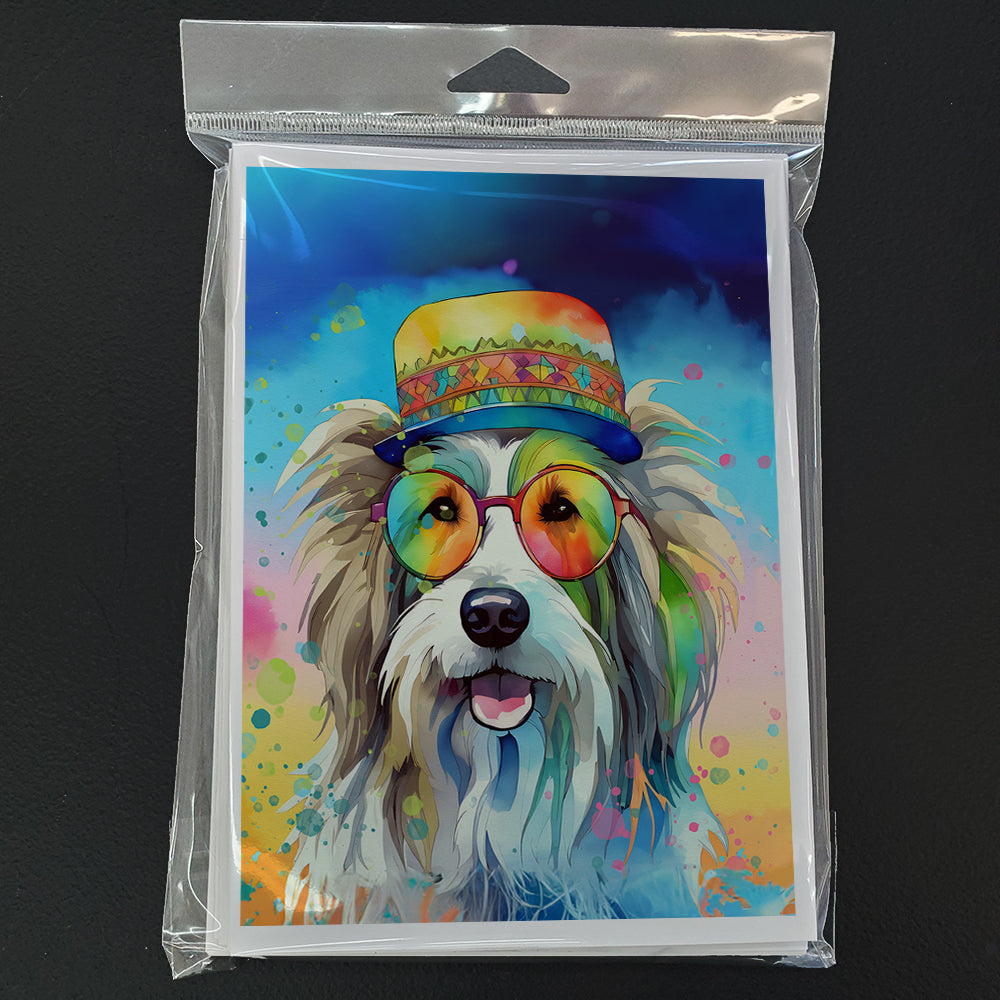 Bearded Collie Hippie Dawg Greeting Cards Pack of 8 Blank Cards with Envelopes Whimsical A7 Size 5x7