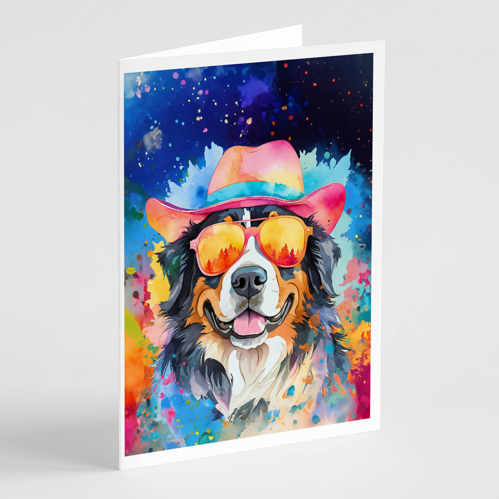 Bernese Mountain Dog Hippie Dawg Greeting Cards Pack of 8 Blank Cards with Envelopes Whimsical A7 Size 5x7