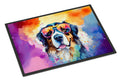 Bernese Mountain Dog Hippie Dawg Doormat Indoor Outdoor 18H X 27W Front Door Mat Rugs for Entryway, Non Slip Washable