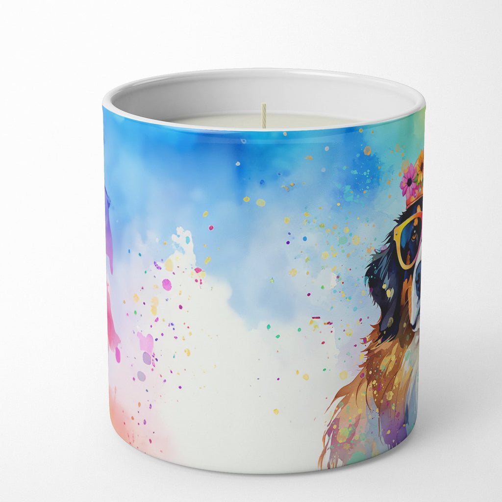 Bernese Mountain Dog Hippie Dawg Decorative Soy Candle Nature Soy Wax Essential Oil Home Decor Ideal for Bedroom Kitchen Bath Office Gift, 10 oz