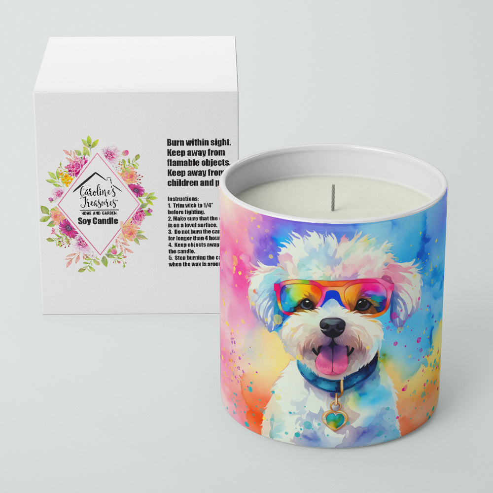 Bichon Frise Hippie Dawg Decorative Soy Candle Nature Soy Wax Essential Oil Home Decor Ideal for Bedroom Kitchen Bath Office Gift, 10 oz
