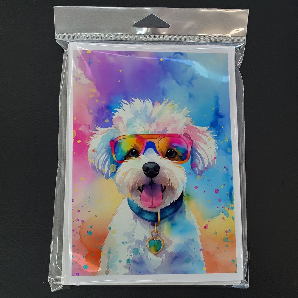 Bichon Frise Hippie Dawg Greeting Cards Pack of 8 Blank Cards with Envelopes Whimsical A7 Size 5x7