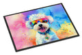 Bichon Frise Hippie Dawg Doormat Indoor Outdoor 18H X 27W Front Door Mat Rugs for Entryway, Non Slip Washable