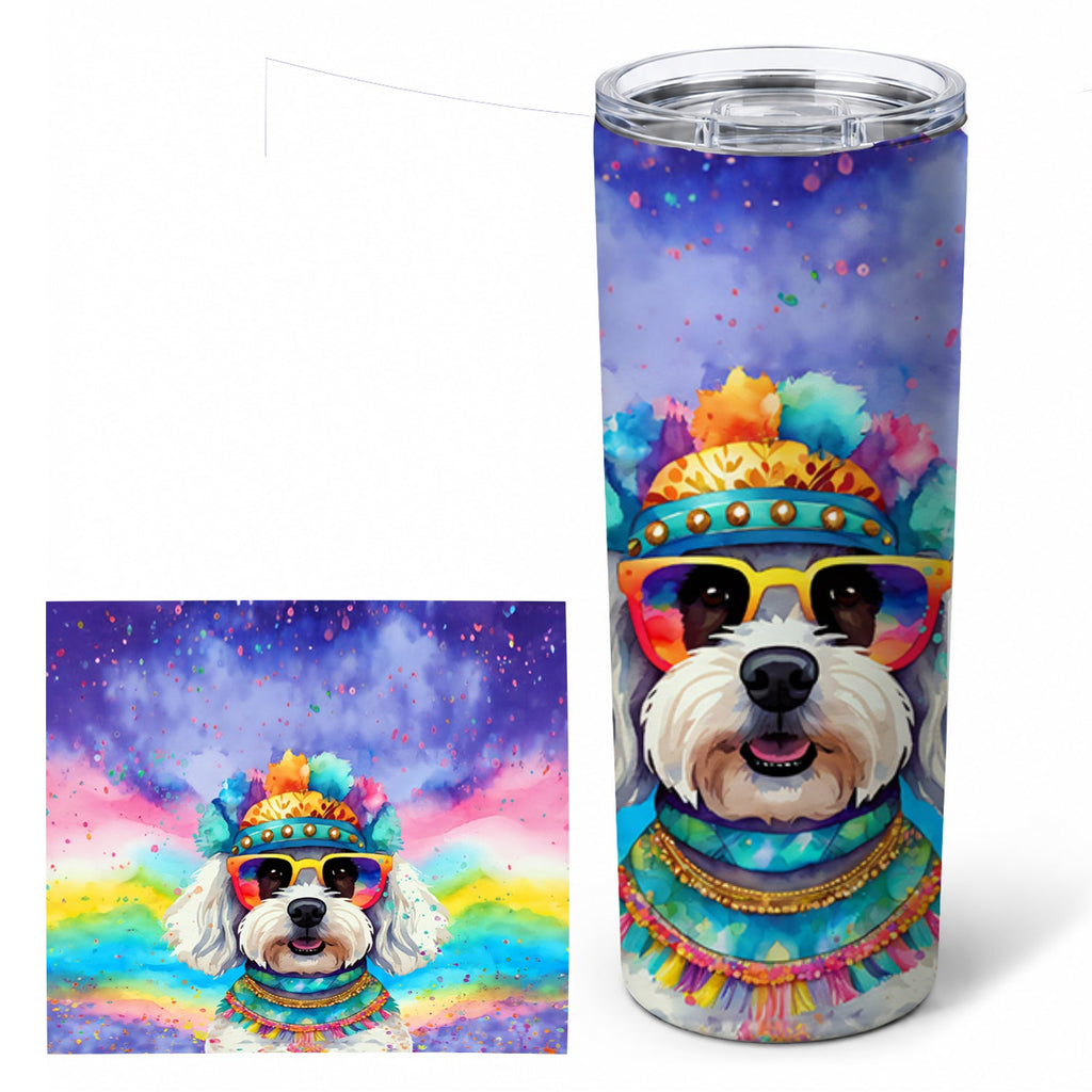 Bichon Frise Hippie Dawg Stainless Steel Skinny Tumbler 20 oz Vacuum Double Walled Reusable Insulated Travel Cup