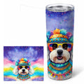 Bichon Frise Hippie Dawg Stainless Steel Skinny Tumbler 20 oz Vacuum Double Walled Reusable Insulated Travel Cup