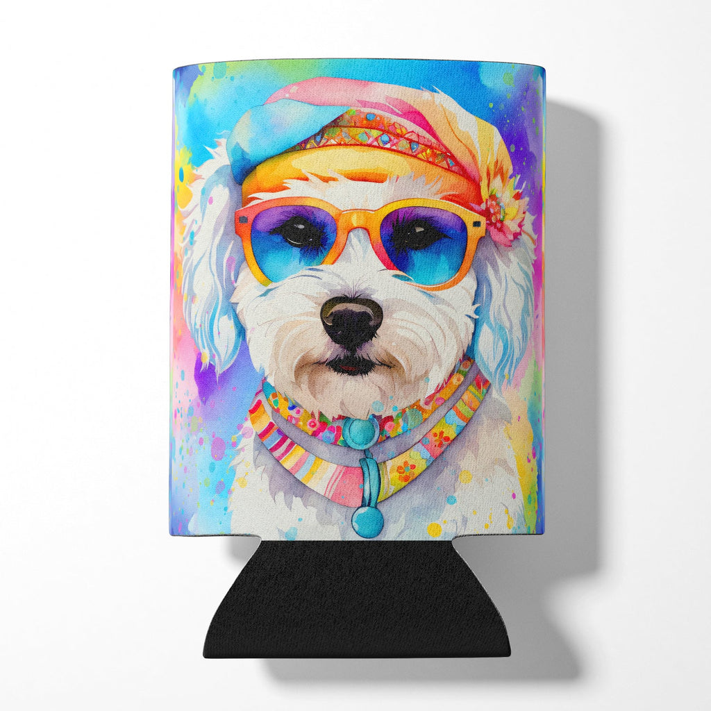 Bichon Frise Hippie Dawg Can or Bottle Hugger Cooler Sleeve for Standard 12 oz Cans, Insulated Foam Beer & Soda Can Hugger Reusable