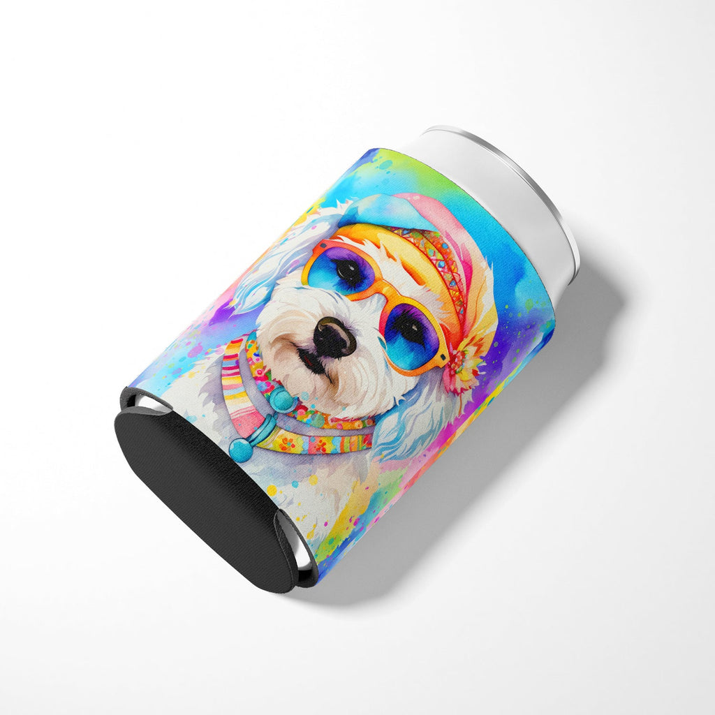 Bichon Frise Hippie Dawg Can or Bottle Hugger Cooler Sleeve for Standard 12 oz Cans, Insulated Foam Beer & Soda Can Hugger Reusable