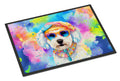 Bichon Frise Hippie Dawg Doormat Indoor Outdoor 18H X 27W Front Door Mat Rugs for Entryway, Non Slip Washable