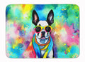 Boston Terrier Hippie Dawg Memory Foam Kitchen Mat Machine Washable Anti-Fatigue Cushion Comfort Bath or Kitchen Rug