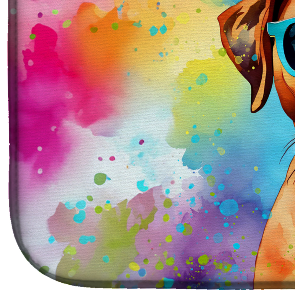 Boxer Hippie Dawg Dish Drying Mat Absorbent Dish Drying Mat Pad for Kitchen Counter Dish Drainer Mat for Countertop, 14 x 21", Multicolor