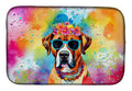 Boxer Hippie Dawg Dish Drying Mat Absorbent Dish Drying Mat Pad for Kitchen Counter Dish Drainer Mat for Countertop, 14 x 21", Multicolor