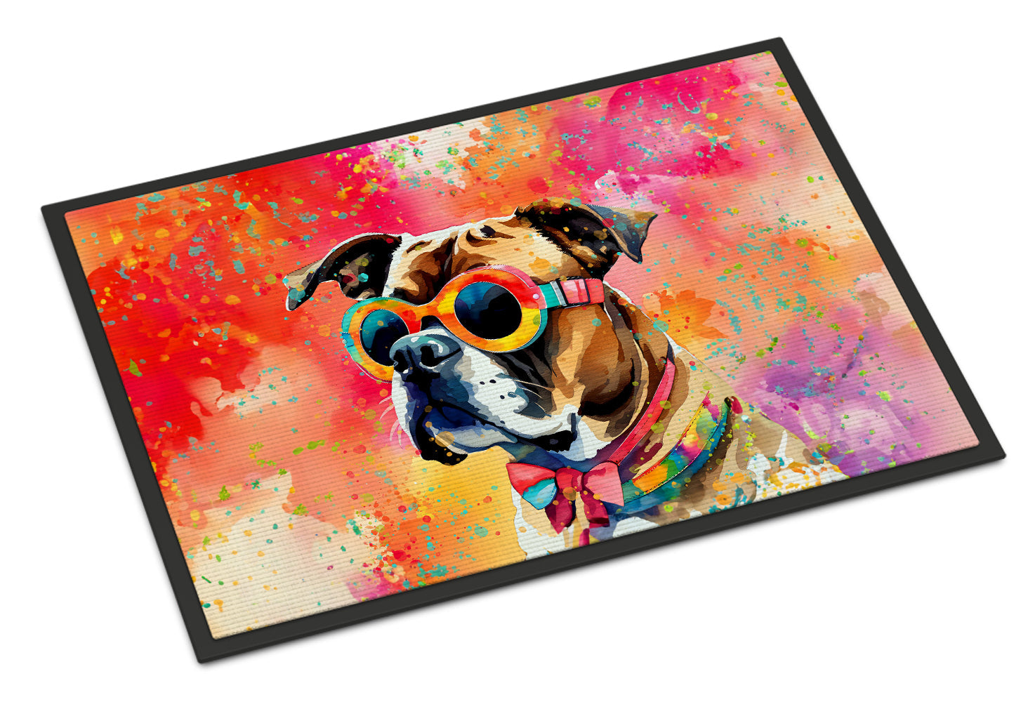 Boxer Hippie Dawg Doormat Indoor Outdoor 18H X 27W Front Door Mat Rugs for Entryway, Non Slip Washable