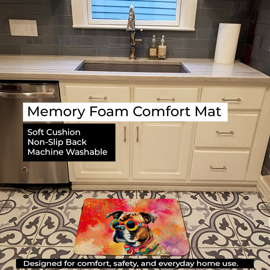 Boxer Hippie Dawg Memory Foam Kitchen Mat Machine Washable Anti-Fatigue Cushion Comfort Bath or Kitchen Rug