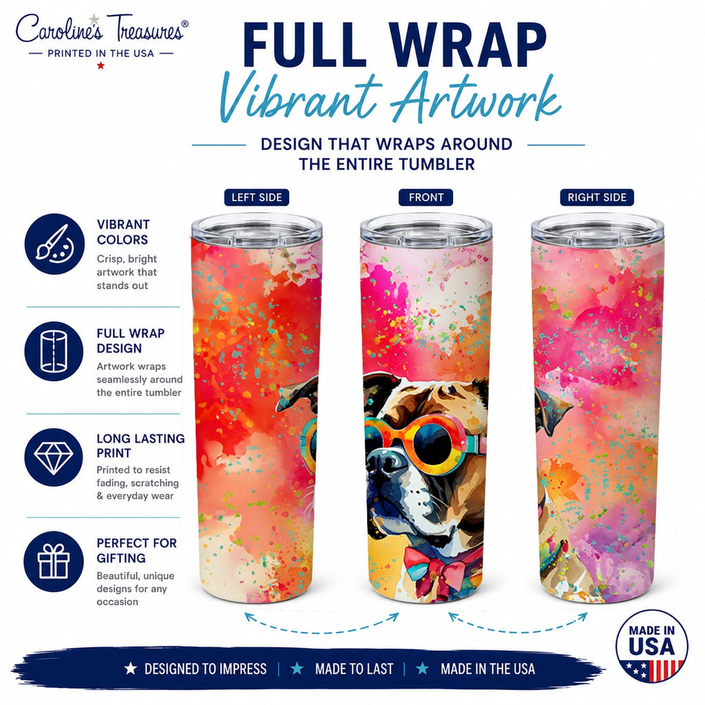 Boxer 20 oz Skinny Tumbler with Lid and Straw