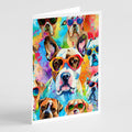 Boxer Hippie Dawg Greeting Cards Pack of 8 Blank Cards with Envelopes Whimsical A7 Size 5x7