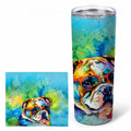 English Bulldog 20 oz Skinny Tumbler with Lid and Straw