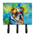 English Bulldog Hippie Dawg Leash or Key Holder Wall Hooks, Coat Rack Wall Mount, for Hanging Keys, Towels, Aprons, Leashes