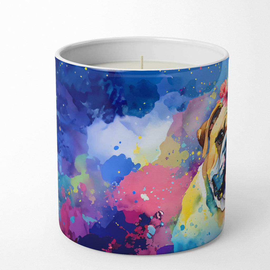 English Bulldog Hippie Dawg Decorative Soy Candle Nature Soy Wax Essential Oil Home Decor Ideal for Bedroom Kitchen Bath Office Gift, 10 oz