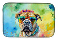 Bullmastiff Hippie Dawg Dish Drying Mat Absorbent Dish Drying Mat Pad for Kitchen Counter Dish Drainer Mat for Countertop, 14 x 21", Multicolor