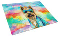 Cairn Terrier Hippie Dawg Cutting Board Tempered Glass Kitchen Cutting Surface, Heat Resistant Chopping, Non-Slip Feet, Food Prep & Serving