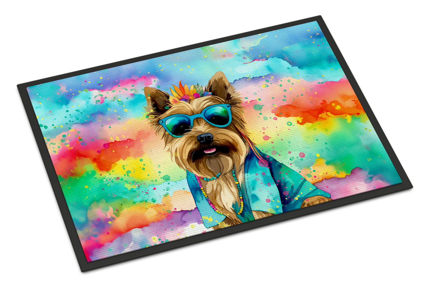 Cairn Terrier Hippie Dawg Doormat Indoor Outdoor 18H X 27W Front Door Mat Rugs for Entryway, Non Slip Washable