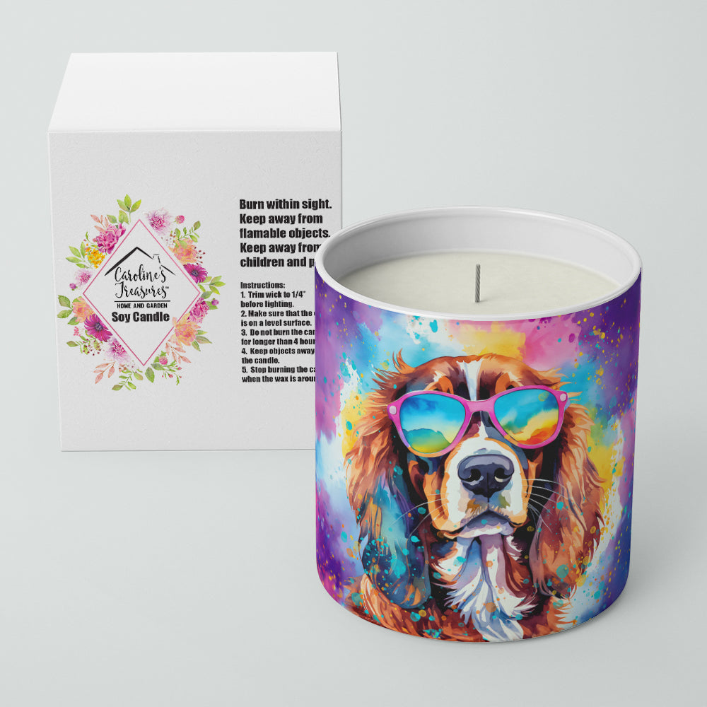 Cavalier Spaniel Hippie Dawg Decorative Soy Candle Nature Soy Wax Essential Oil Home Decor Ideal for Bedroom Kitchen Bath Office Gift, 10 oz