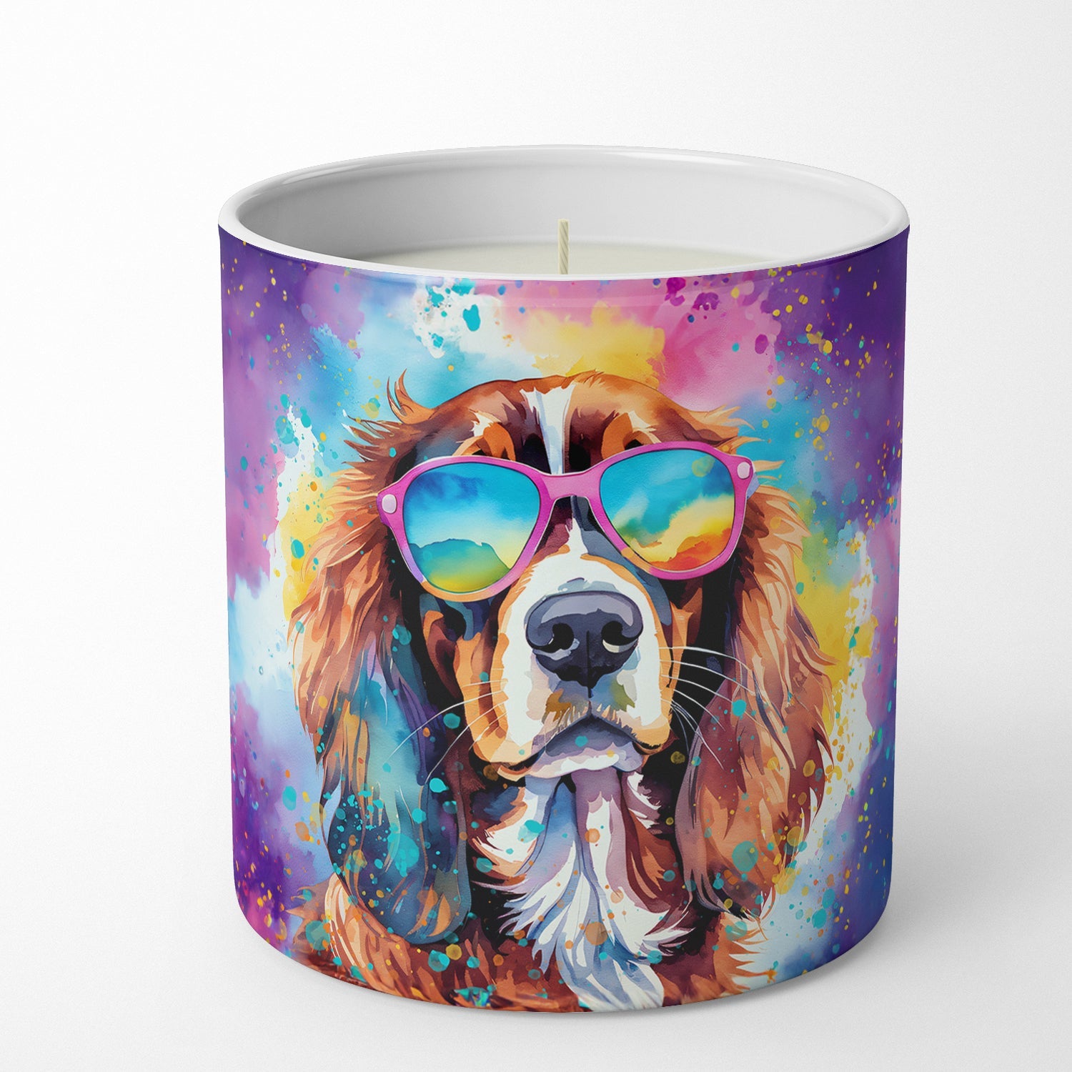 Cavalier Spaniel Hippie Dawg Decorative Soy Candle Nature Soy Wax Essential Oil Home Decor Ideal for Bedroom Kitchen Bath Office Gift, 10 oz