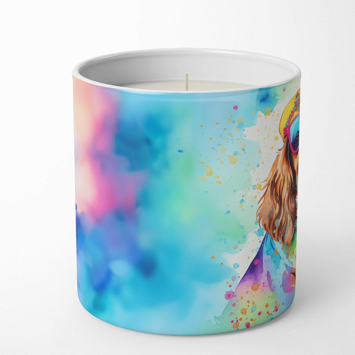 Cavalier Spaniel Hippie Dawg Decorative Soy Candle Nature Soy Wax Essential Oil Home Decor Ideal for Bedroom Kitchen Bath Office Gift, 10 oz