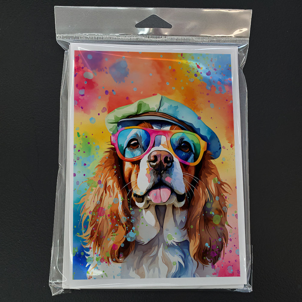 Cavalier Spaniel Hippie Dawg Greeting Cards Pack of 8 Blank Cards with Envelopes Whimsical A7 Size 5x7