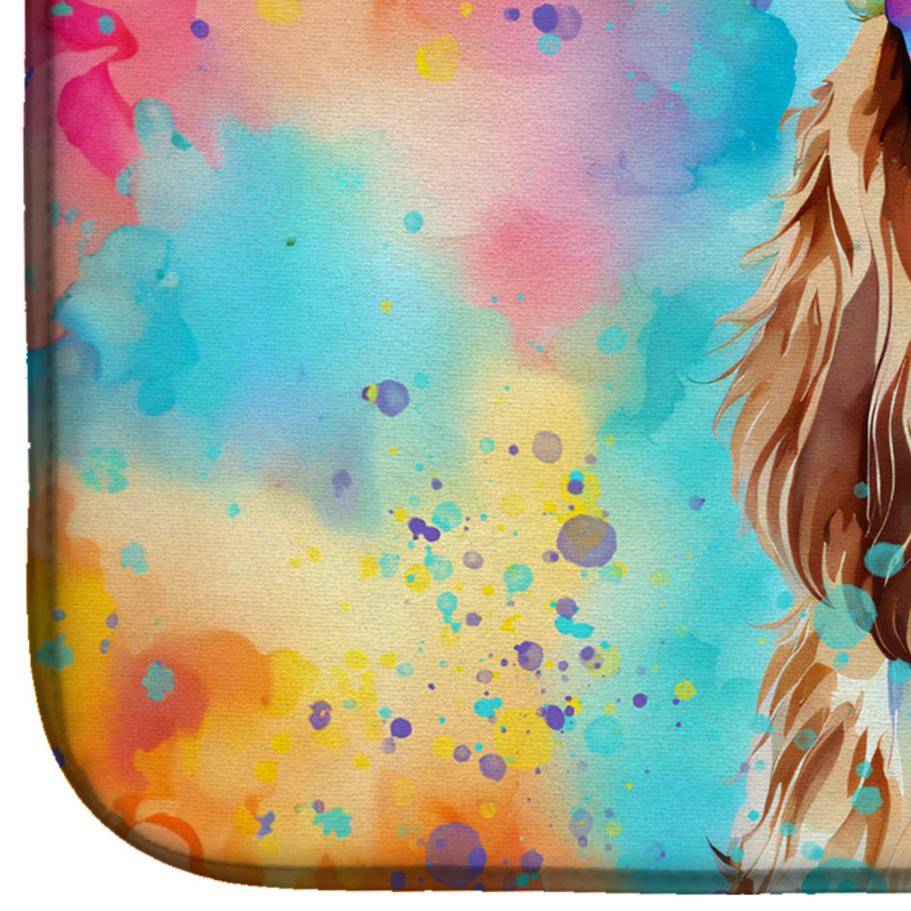 Cavalier Spaniel Hippie Dawg Dish Drying Mat Absorbent Dish Drying Mat Pad for Kitchen Counter Dish Drainer Mat for Countertop, 14 x 21", Multicolor