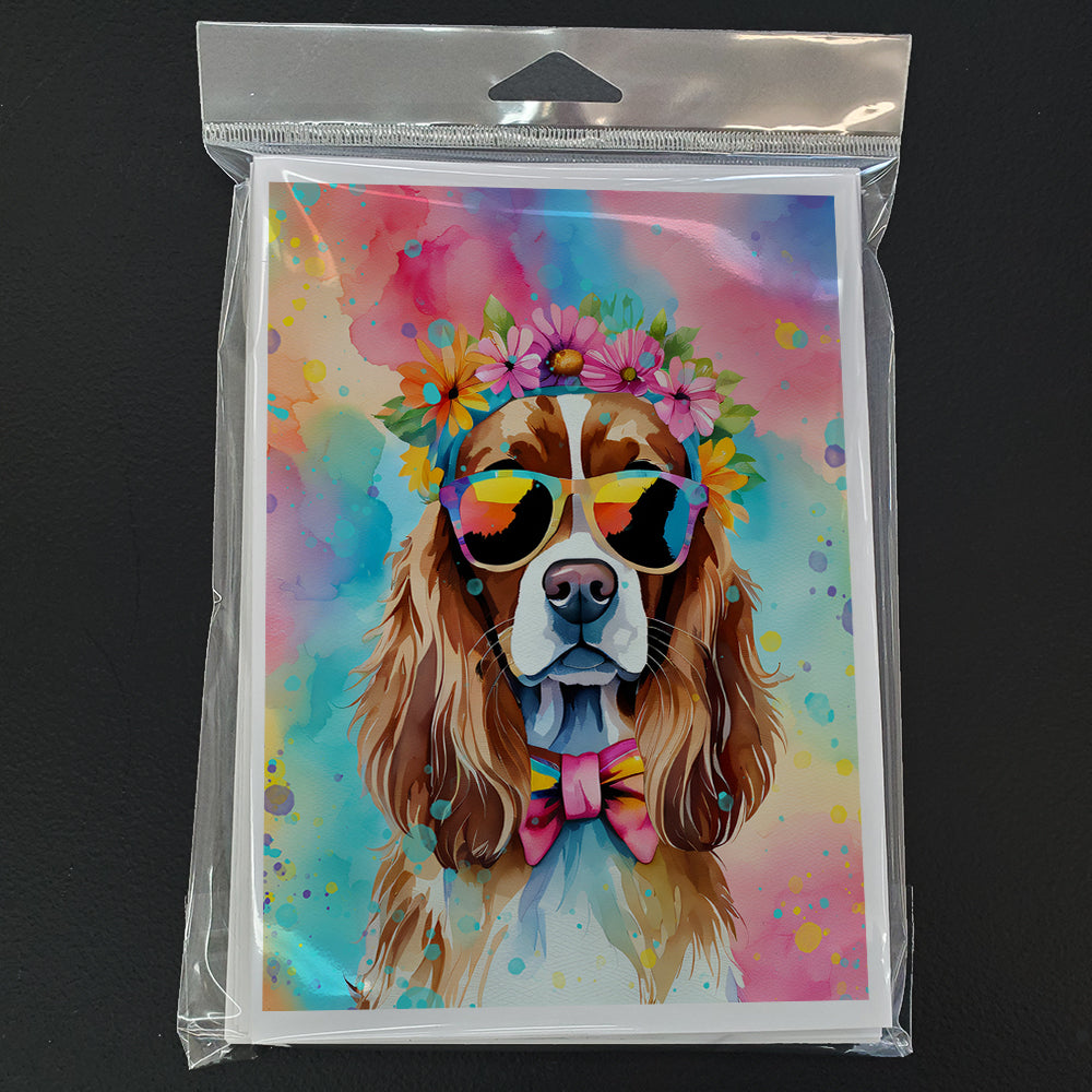 Cavalier Spaniel Hippie Dawg Greeting Cards Pack of 8 Blank Cards with Envelopes Whimsical A7 Size 5x7