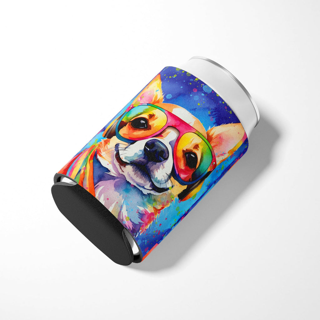 Chihuahua Hippie Dawg Can or Bottle Hugger Cooler Sleeve for Standard 12 oz Cans, Insulated Foam Beer & Soda Can Hugger Reusable
