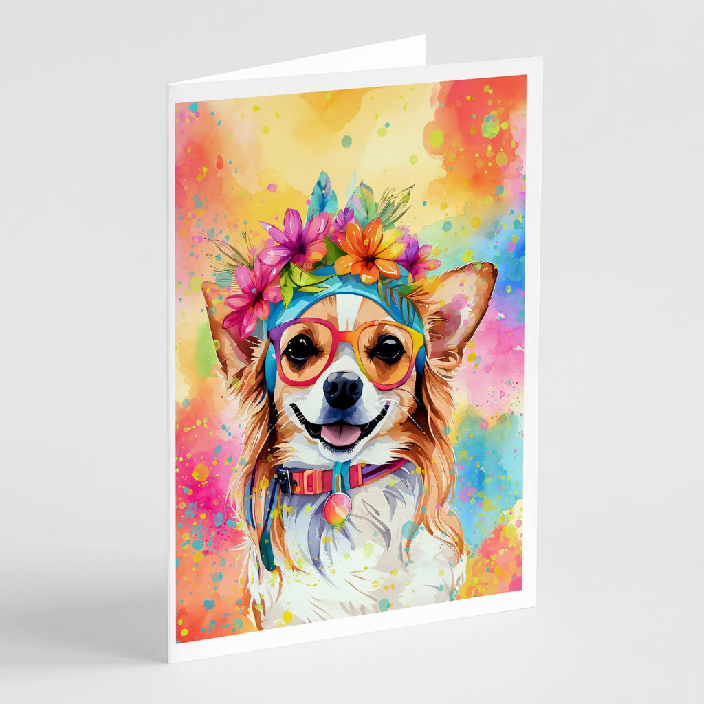 Chihuahua Hippie Dawg Greeting Cards Pack of 8 Blank Cards with Envelopes Whimsical A7 Size 5x7