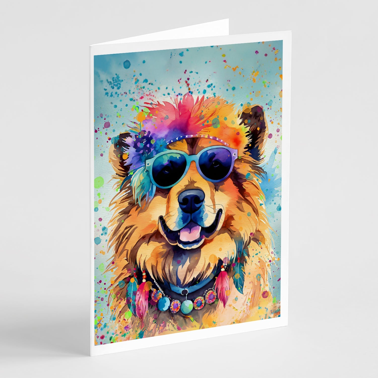 Chow Chow Hippie Dawg Greeting Cards Pack of 8 Blank Cards with Envelopes Whimsical A7 Size 5x7
