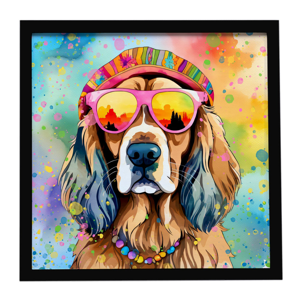 Cocker Spaniel Hippie Dawg Framed Metal Print Bathroom, Kitchen, Office, Home Decor Wall Art Ready to Hang, Square, 8X8