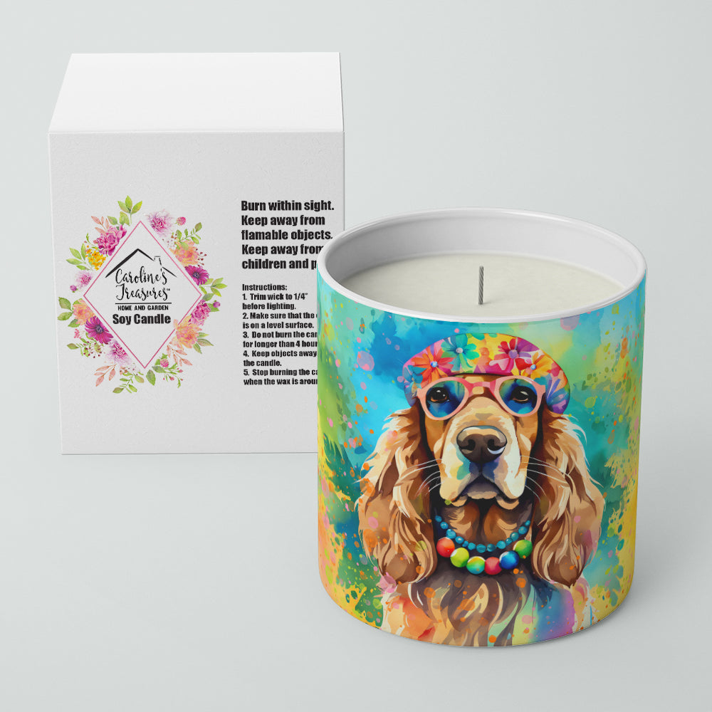 Cocker Spaniel Hippie Dawg Decorative Soy Candle Nature Soy Wax Essential Oil Home Decor Ideal for Bedroom Kitchen Bath Office Gift, 10 oz