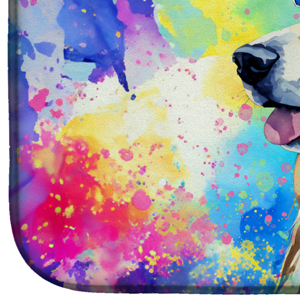 Collie Hippie Dawg Dish Drying Mat Absorbent Dish Drying Mat Pad for Kitchen Counter Dish Drainer Mat for Countertop, 14 x 21", Multicolor