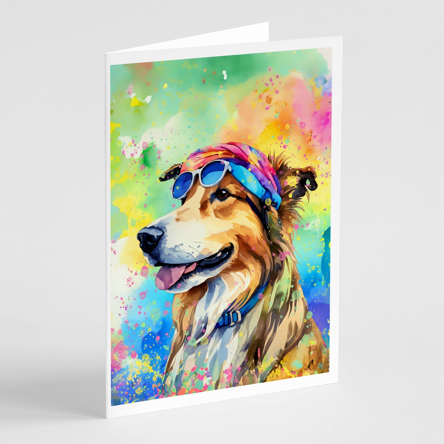 Collie Hippie Dawg Greeting Cards Pack of 8 Blank Cards with Envelopes Whimsical A7 Size 5x7