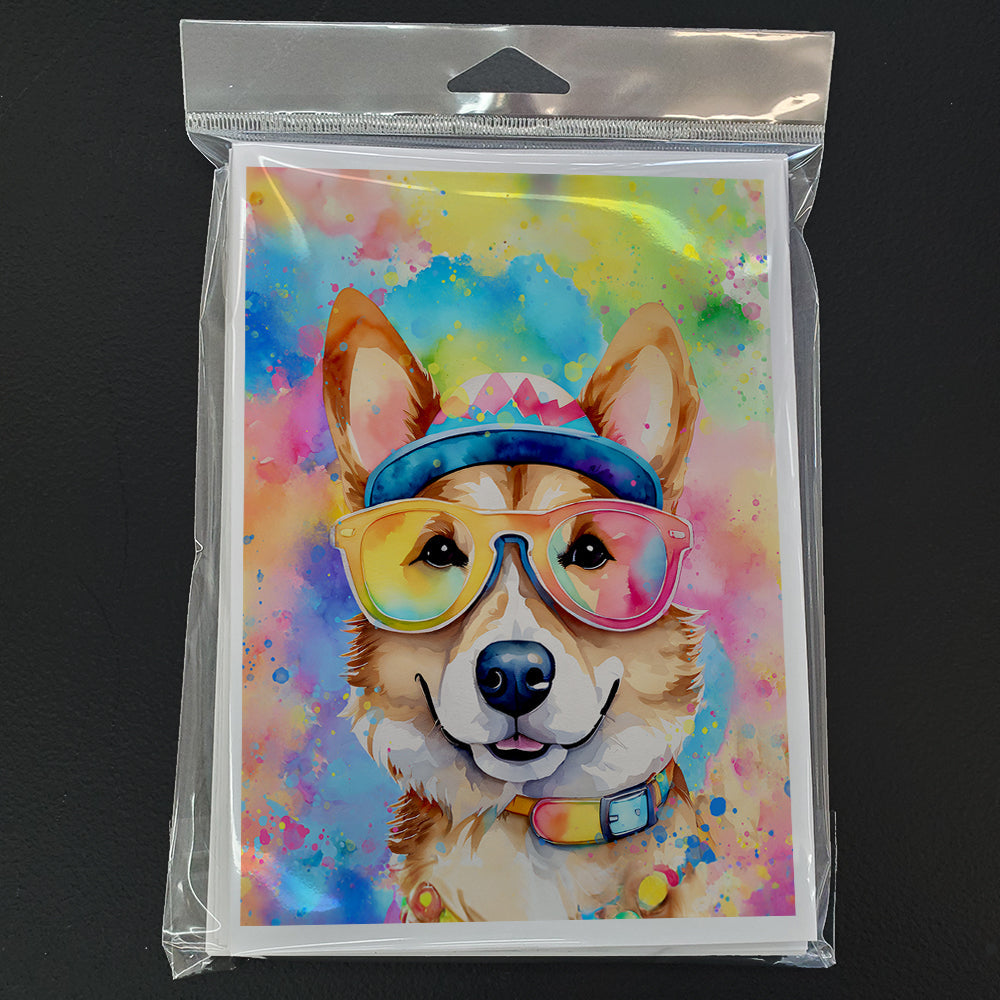 Corgi Hippie Dawg Greeting Cards Pack of 8 Blank Cards with Envelopes Whimsical A7 Size 5x7