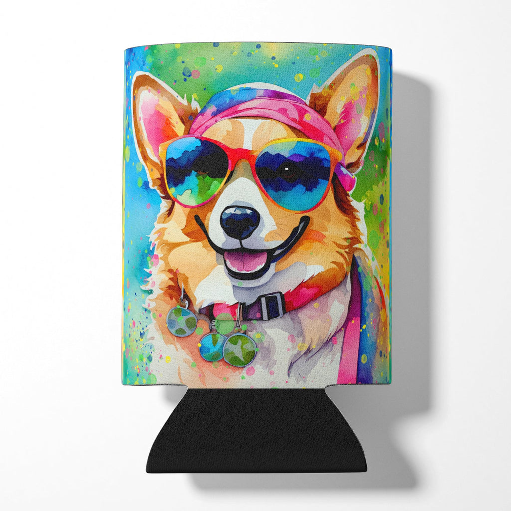 Corgi Hippie Dawg Can or Bottle Hugger Cooler Sleeve for Standard 12 oz Cans, Insulated Foam Beer & Soda Can Hugger Reusable