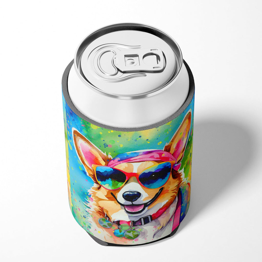 Corgi Hippie Dawg Can or Bottle Hugger Cooler Sleeve for Standard 12 oz Cans, Insulated Foam Beer & Soda Can Hugger Reusable