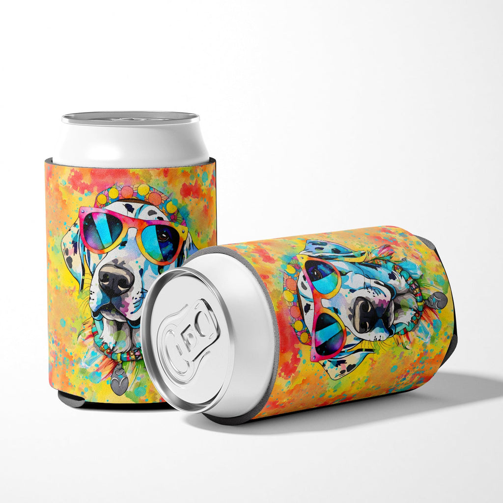 Dalmatian Hippie Dawg Can or Bottle Hugger Cooler Sleeve for Standard 12 oz Cans, Insulated Foam Beer & Soda Can Hugger Reusable