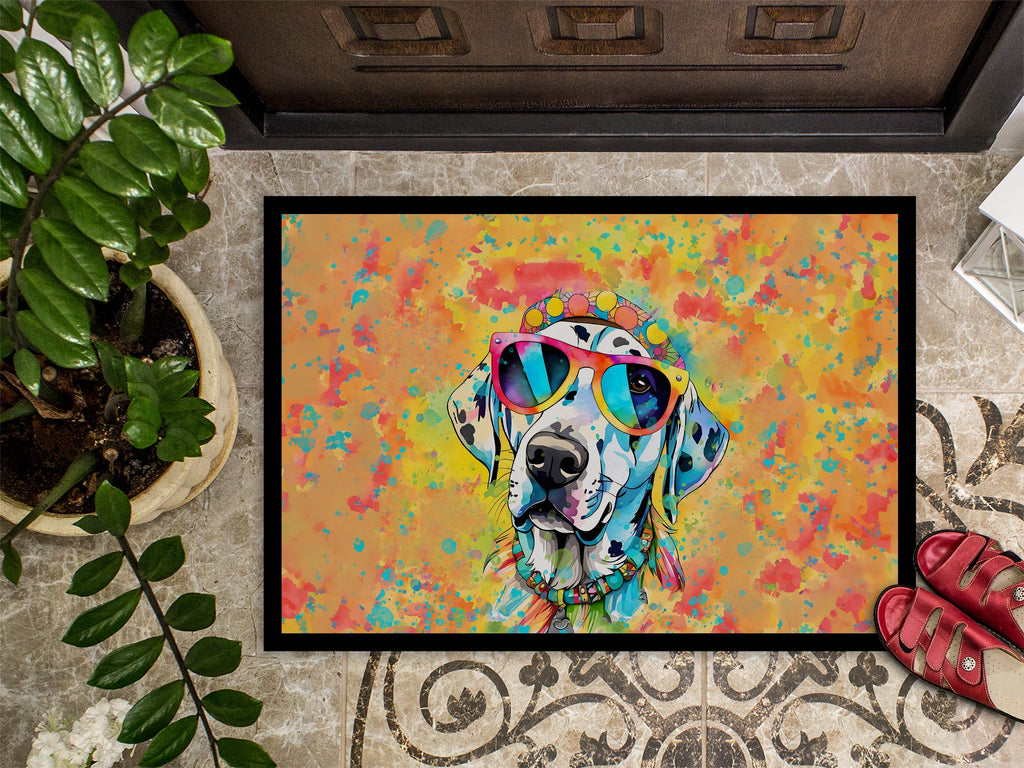 Dalmatian Hippie Dawg Doormat Indoor Outdoor 18H X 27W Front Door Mat Rugs for Entryway, Non Slip Washable