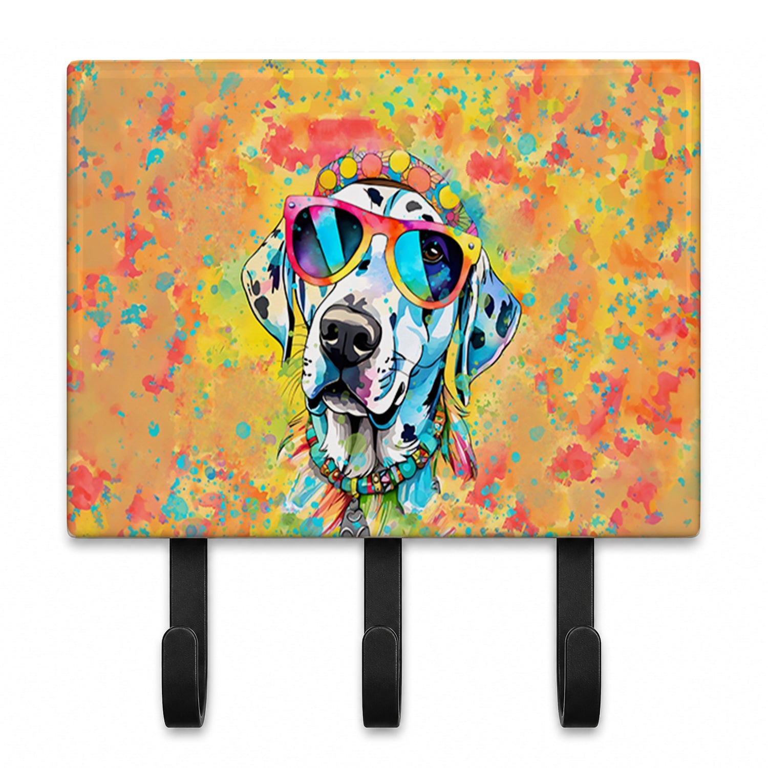 Dalmatian Hippie Dawg Leash or Key Holder Wall Hooks, Coat Rack Wall Mount, for Hanging Keys, Towels, Aprons, Leashes