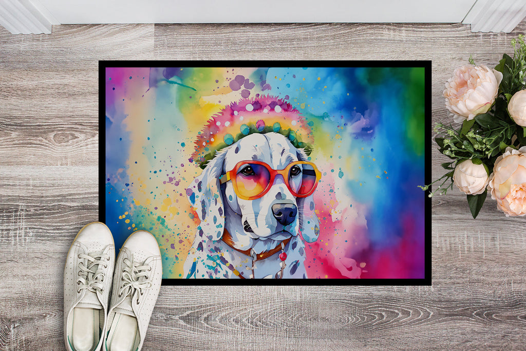 Dalmatian Hippie Dawg Doormat Indoor Outdoor 24H X 36W Front Door Mat Rugs for Entryway, Non Slip Washable Low Pile,